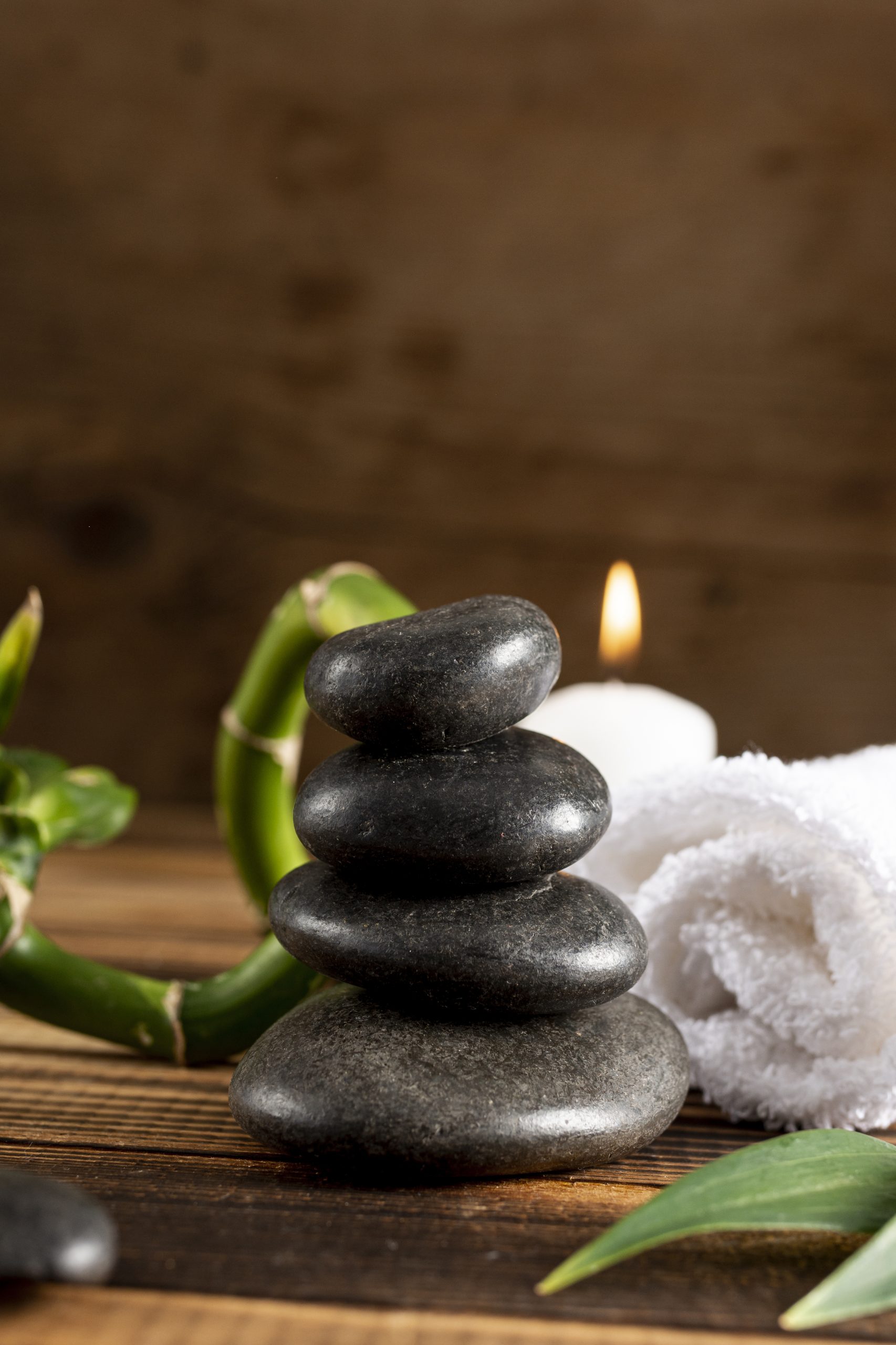 Arrangement With Spa Stones Candle Scaled